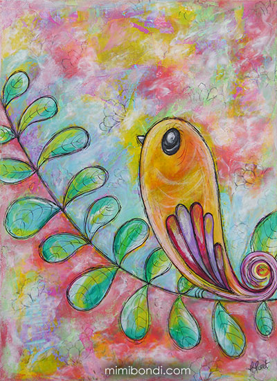 A Little Whimsy | Mixed media painting by Mimi Bondi