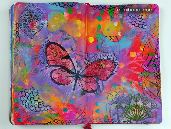 Fly Away! Mixed media tutorial with Dylusions Paint by Mimi Bondi