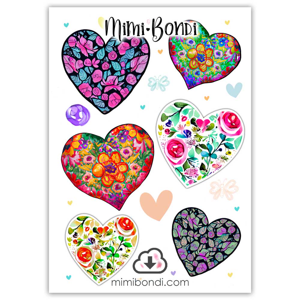 Lovely Hearts Mixed Media Die Cuts (download)
