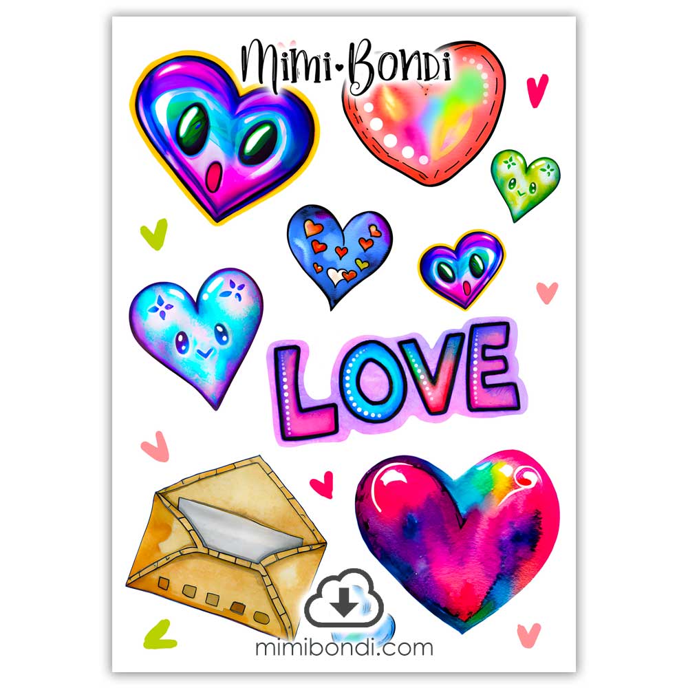 Quirky Love Mixed Media Die Cuts (download)
