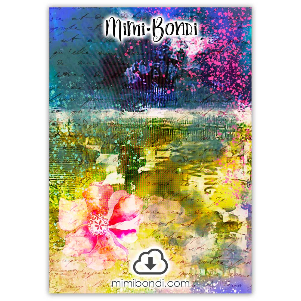 Mixed Media Background Collage Paper 323 (printable for mixed media art, download & print) MIMI BONDI for Personal Use Only