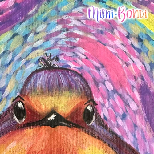 Harold Whimsical Bird Original Painting by MIMII BONDI detail 2