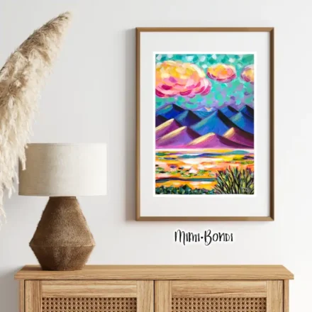 Desert Mirage, colourful whimsical desert painting MIMI BONDI