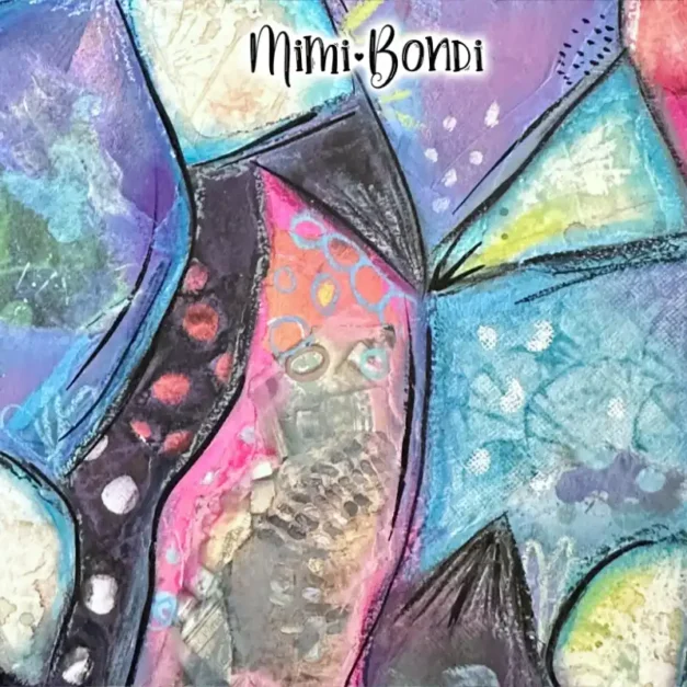 Detail of Find Your Way, an a-MAZE-ing abstract painting by MIMI BONDI
