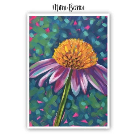Fearless, a captivating, colourful daisy painting featuring a solitary flower by MIMI BONDI