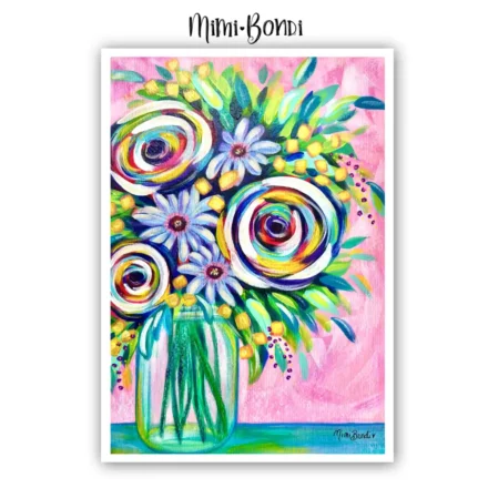Radiant Blooms 1, an enchanting artwork that captures the essence of joy and vitality by MIMI BONDI