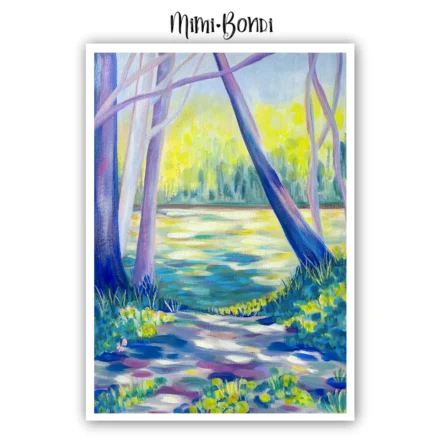 A Quiet Afternoon, Serene and luminous landscape river painting by MIMI BONDI