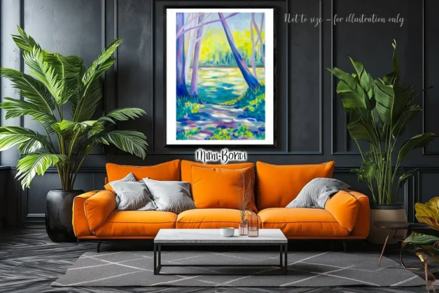 A Quiet Afternoon (styled scene), serene and luminous landscape river painting - MIMI BONDI