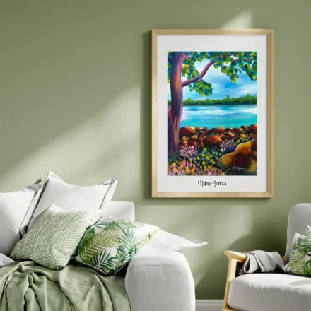 Mockup - A Peaceful View - a colourful painting inviting you to connect with your surroundings - by MIMI BONDI